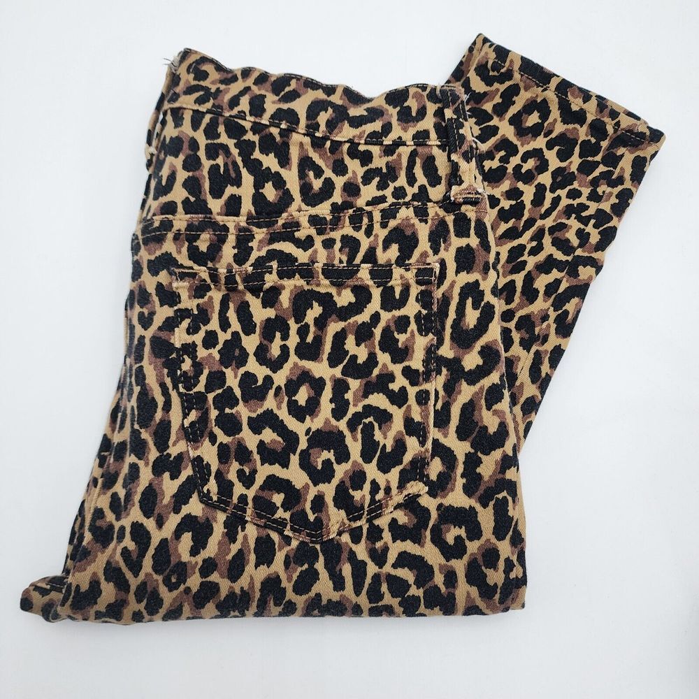 J CREW Factory Womens Size 26 Leopard Print 9" High Rise Button Fly Skinny Jeans
